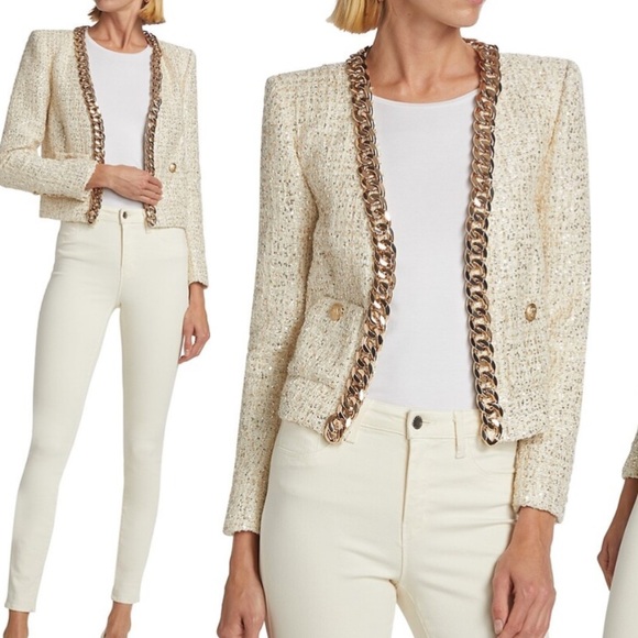 L'Agence Greta Chain Tweed Jacket US 6